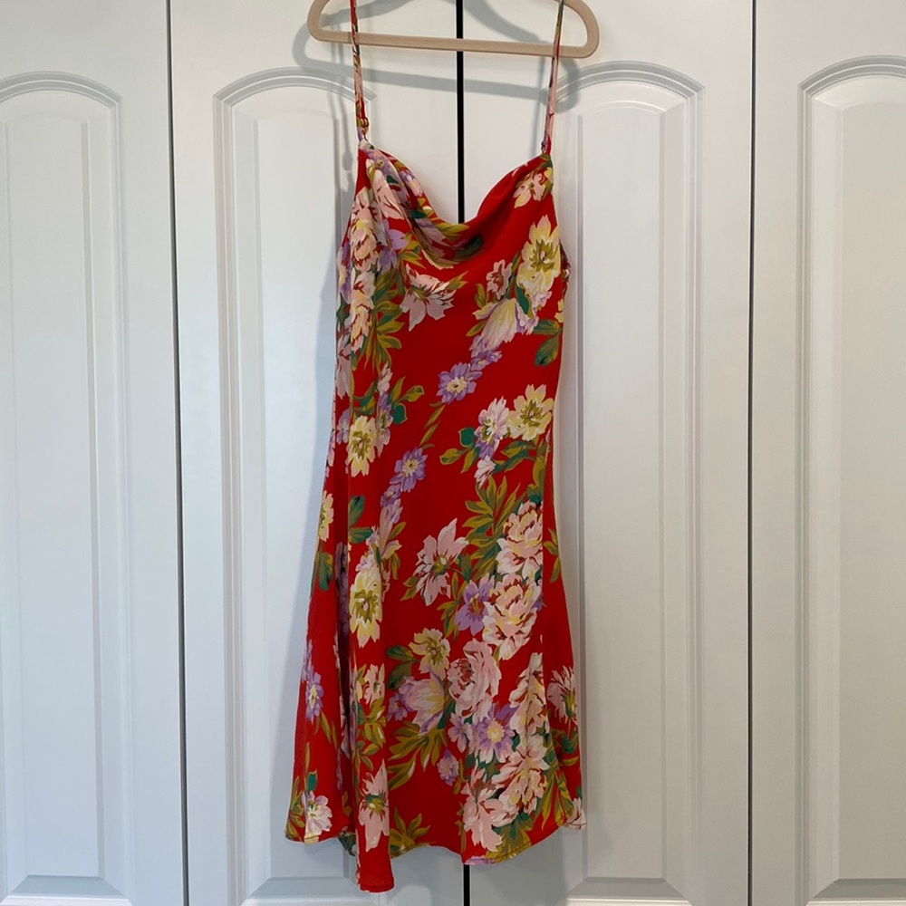 Privacy please red floral dress